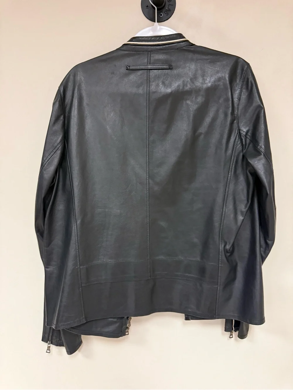Prada Black moto 1990’s vintage  weight Leather Bomber Jacket medium